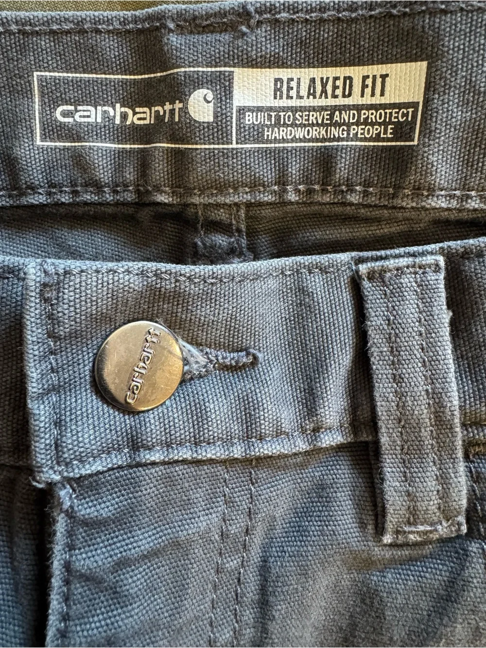 EUC Carhartt Men's Grey Rugged Flex Relaxed Fit Canvas 5-Pocket Work Pant 32x32